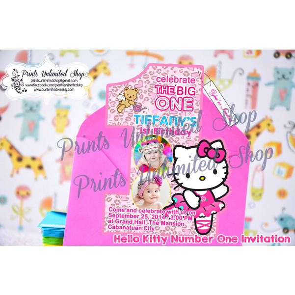 COD Hello Kitty Number Theme Christening Birthday Invitation Baptism