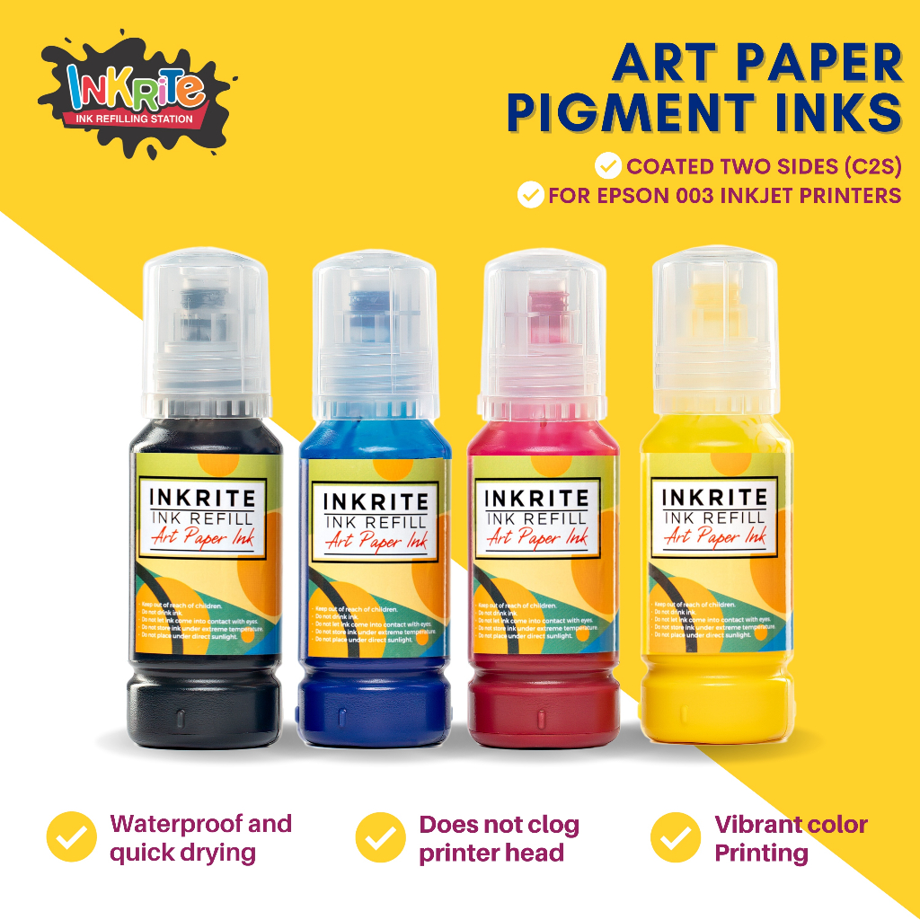 Inkrite Art Paper Pigment Ink for Epson 003 Inkjet Printers, 100 ml