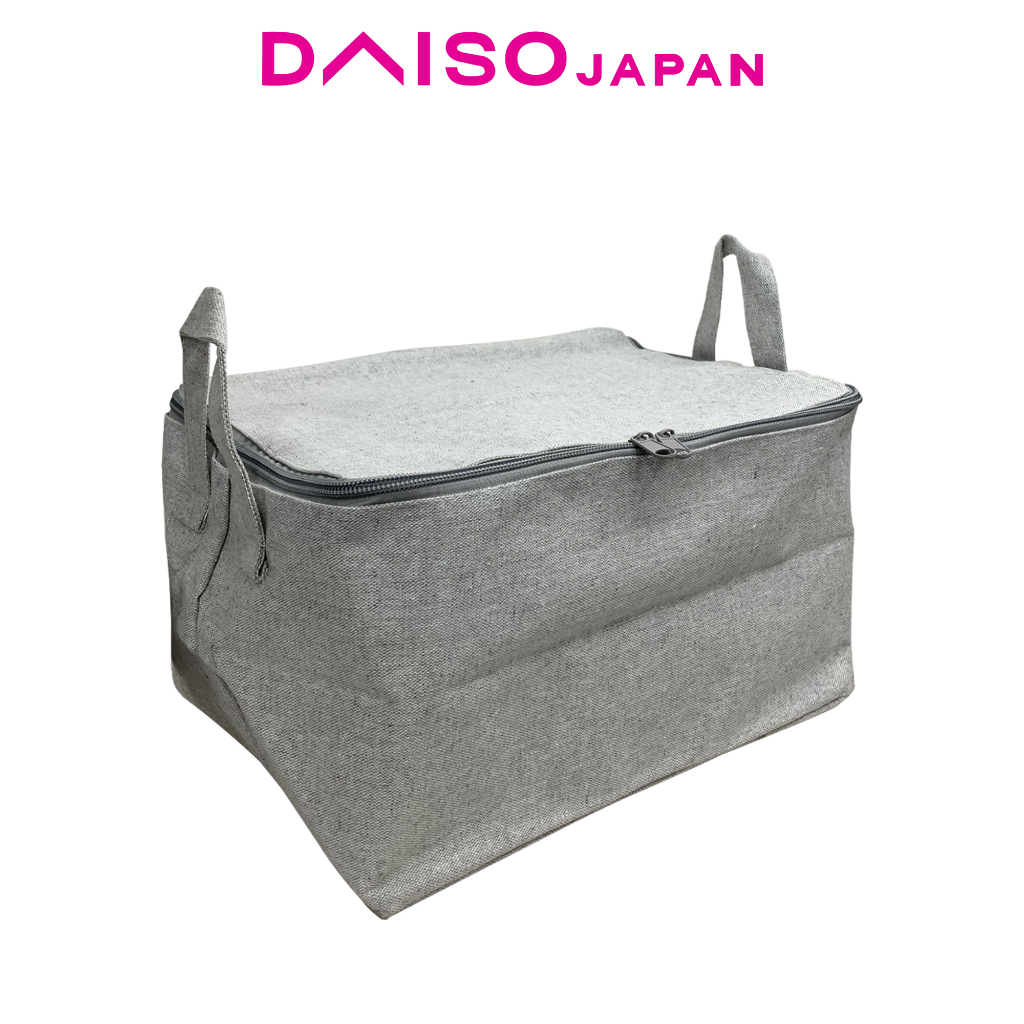 Daiso Gray Zippered Fabric Storage Box with Handle Shopee Philippines