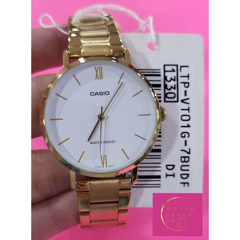 CASIO LADIES GOLD LTPVT01G 7B / VT01 WHITE FACE | Shopee Philippines