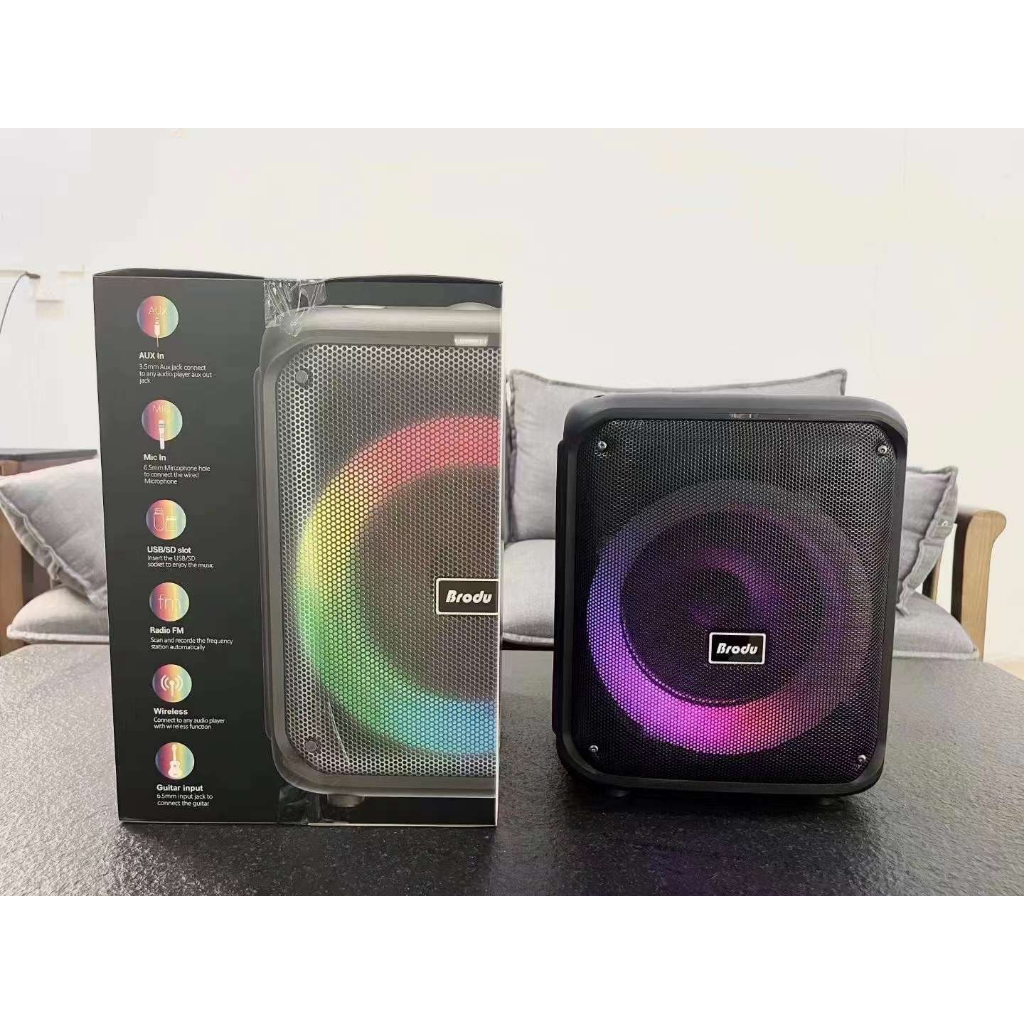 Brudo BTS-1739 bluetooth karaoke speaker with RGB dynamic lighting ...