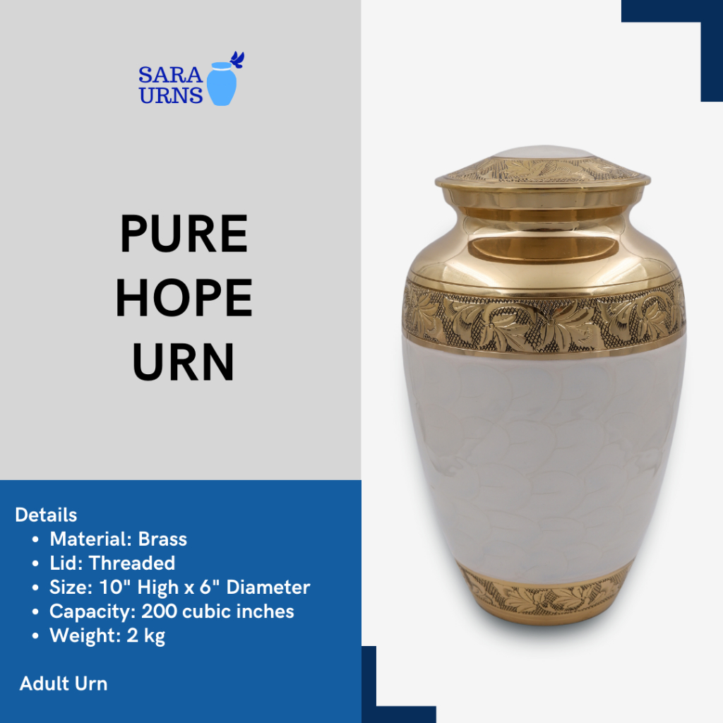 [saraurnsph] Pure Hope Brass Urn Cremation Urn Jar for Human Ashes