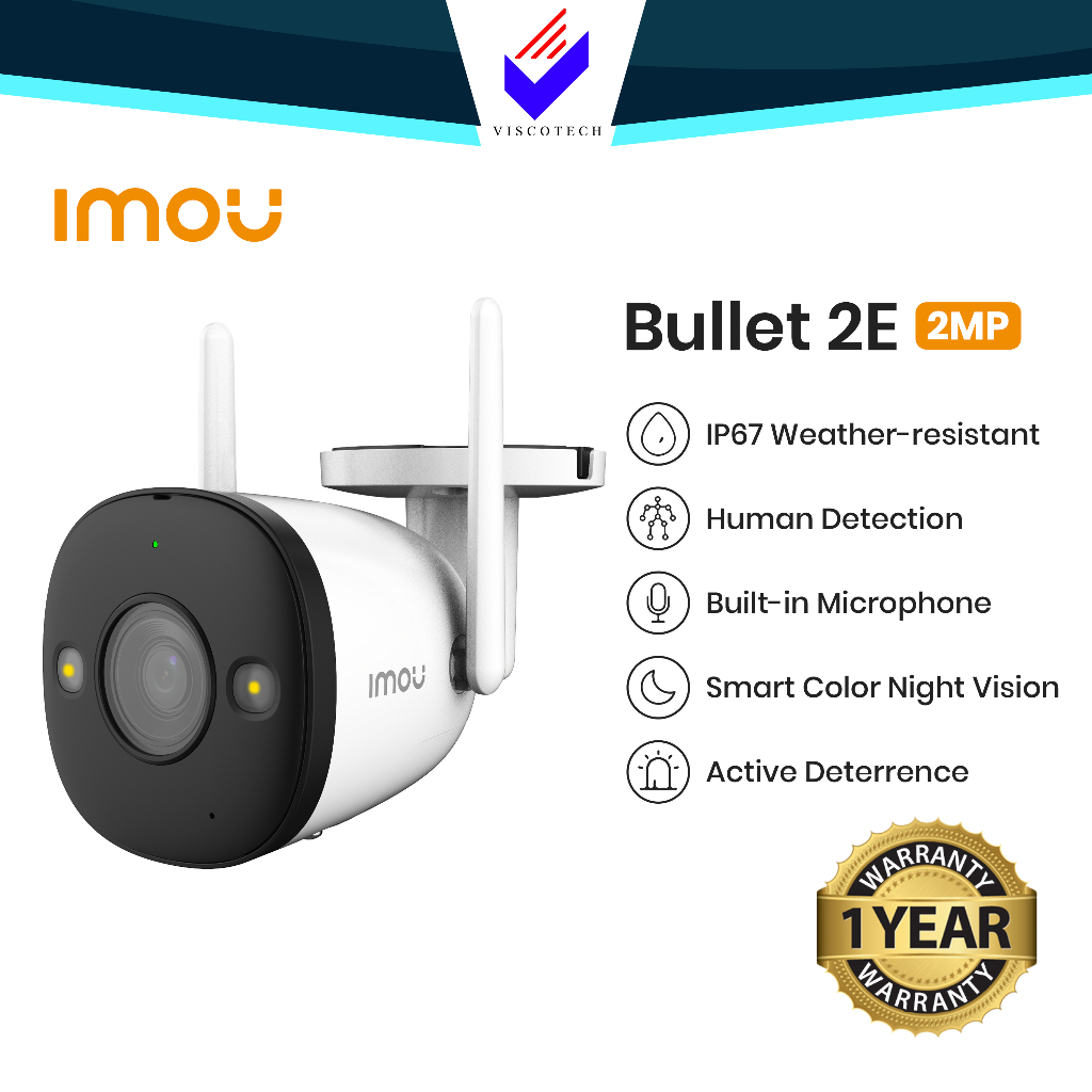 IMOU Bullet 2E 2MP IPC-F22FN-D CCTV 1080p Smart Monitoring WiFi Outdoor ...