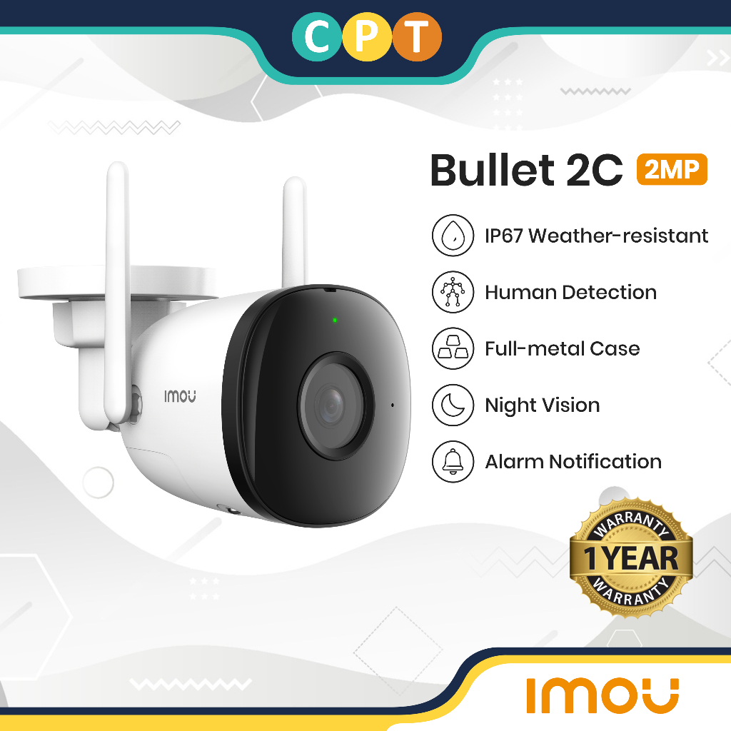 IMOU Bullet 2C 2MP IPCF22ND CCTV 1080P Smart Monitoring WiFi Outdoor