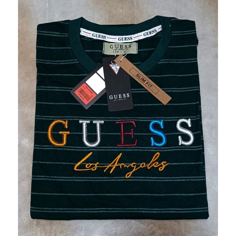 GUESS STRIPES UNISEX OVERRUN COTTON T SHIRT Shopee Philippines