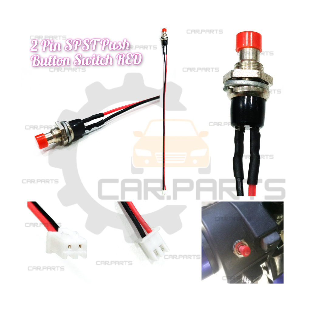 CP (6715) 2Pin SPST Round Momentary Push Button Switch Red (Normally ...