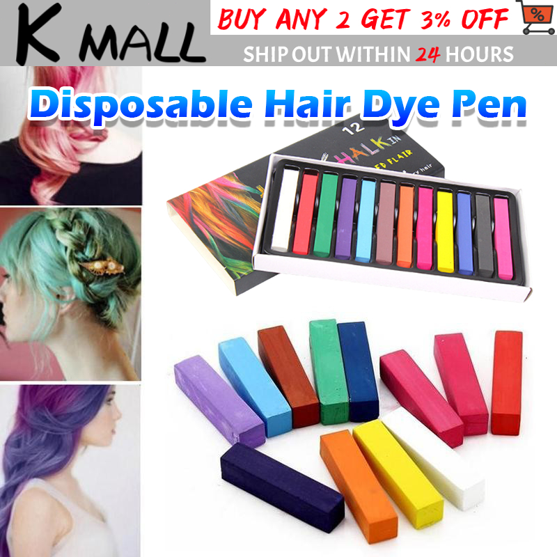 12Pcs Hair Color Chalk Colorful Temporary Crayon DIY Coloring Hair Dye
