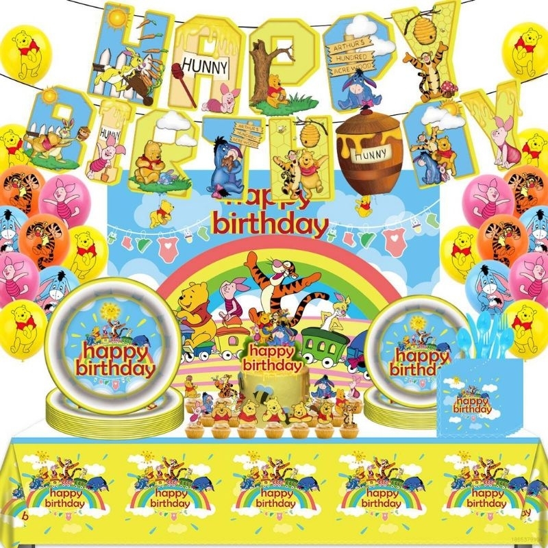 Winnie The Pooh Theme Happy Birthday Party Decorations Supplies ...