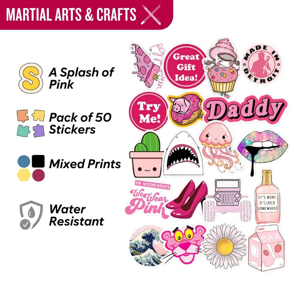A Splash of Pink - Laptop and Cellphone Matte Finish PVC Stickers (Set ...