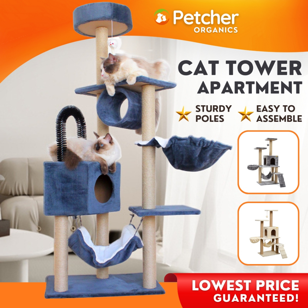 Petcher Organics Cat Condo Tower Pet House MultiLevel Cat Apartment