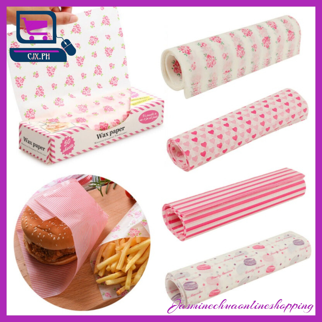 cjx.ph 50Pcs Wax Paper Food Wrappers Food Grade Grease Paper Bread