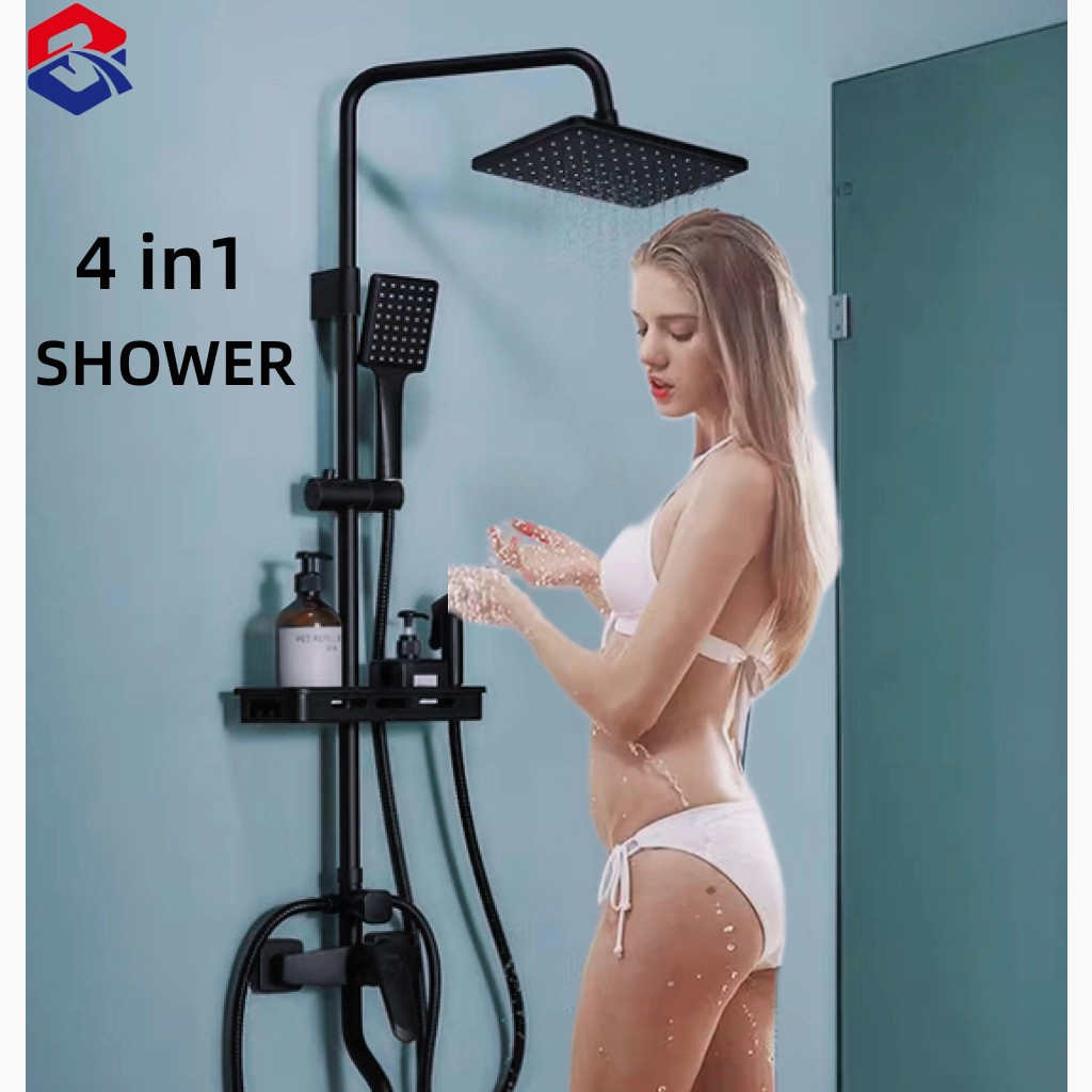 TQTQ Shower set 304 stainless steel bathroom shower 4 in1 square rain