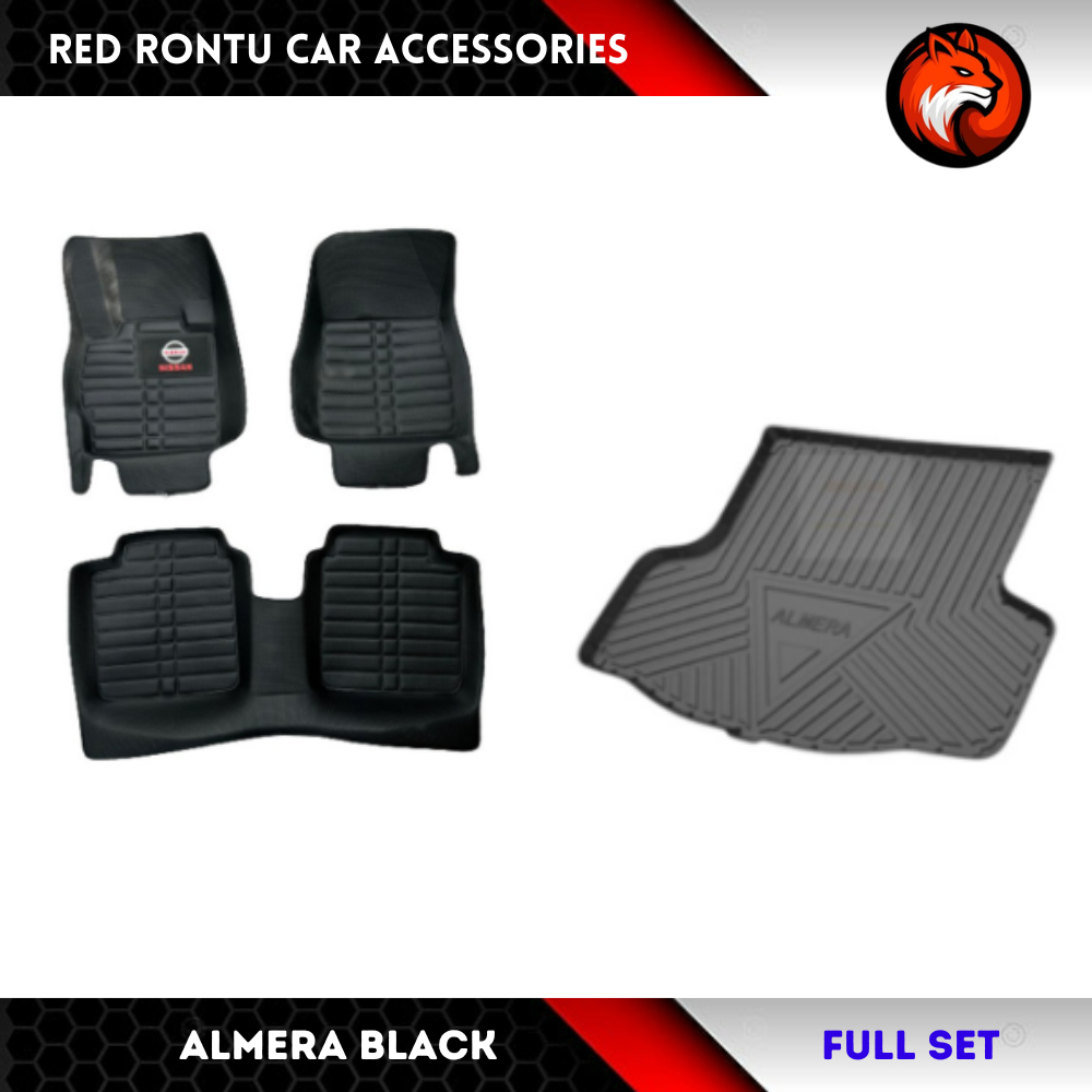 Full Car Matting set Nissan Almera Diamond Deep dish with Cargo Trunk