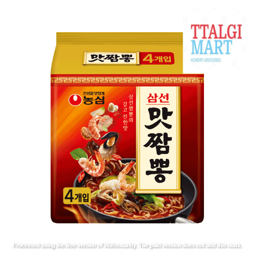 Nongshim Spicy Seafood Jjampong 130g 1pack 4pcs Mat Jjampong