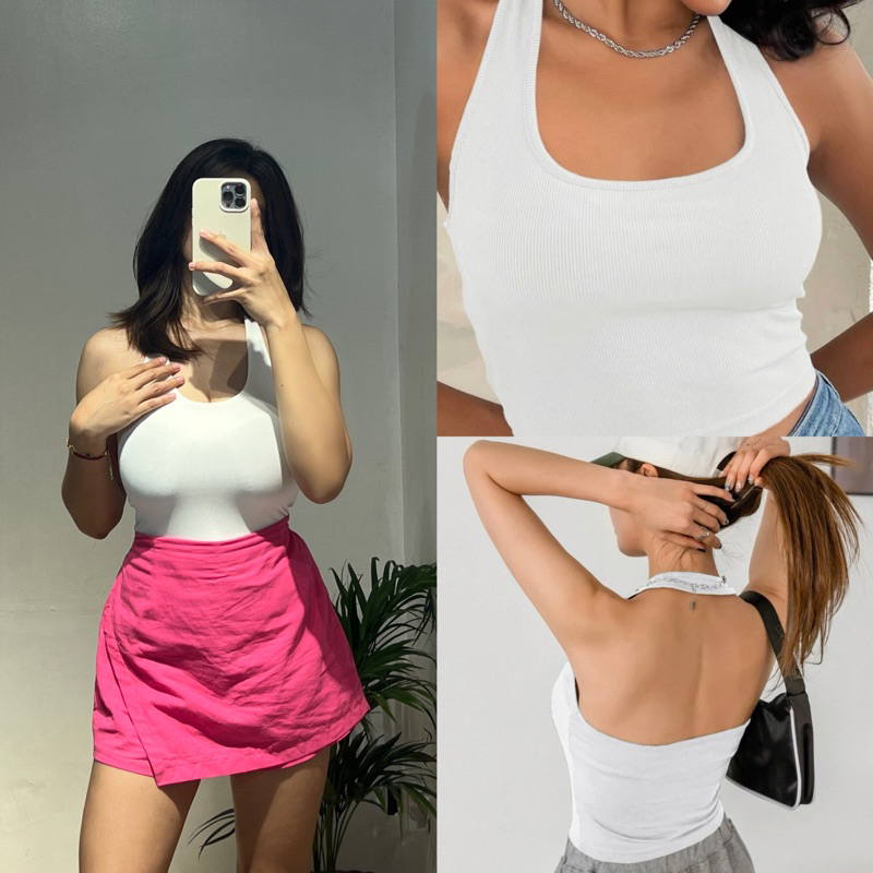 WUL - KN#25 KNITTED HALTER BACK LESS CROP TOP (XS-SEMI MED FRAMES ONLY ...