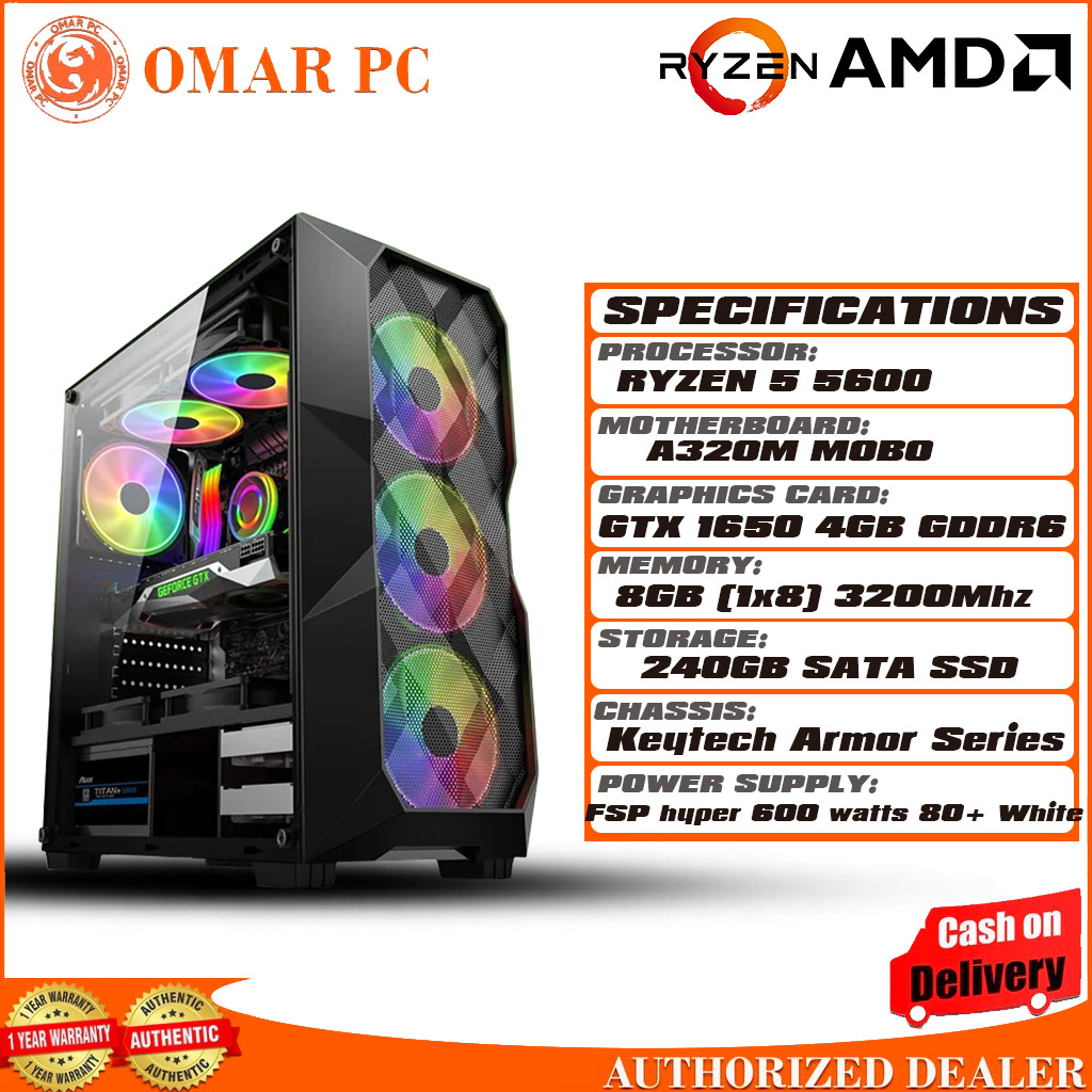 GAMING SYSTEM UNIT RYZEN 5 5600 8GB RAM ddr4 GTX 1650 4gb