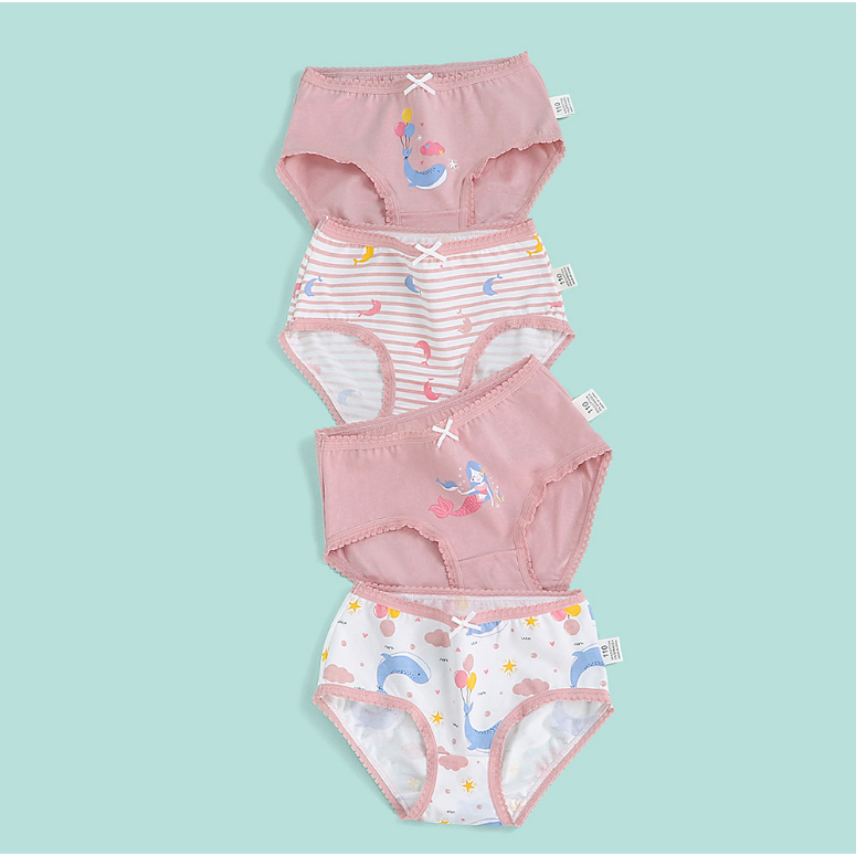 Little Noori Dolphin Girls Underwear Innerwear (4 piece set) Shopee