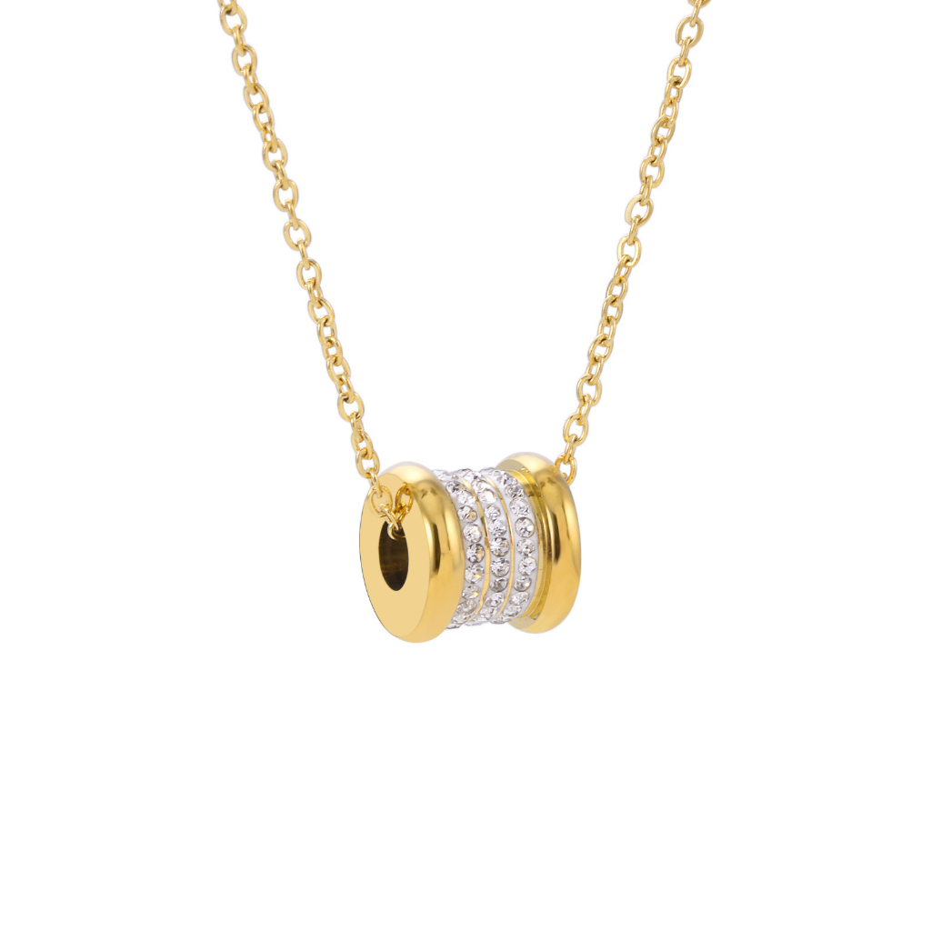 HB Jewelry DIONE Gold Plated Geometric Crystal Pendant Chain Necklace