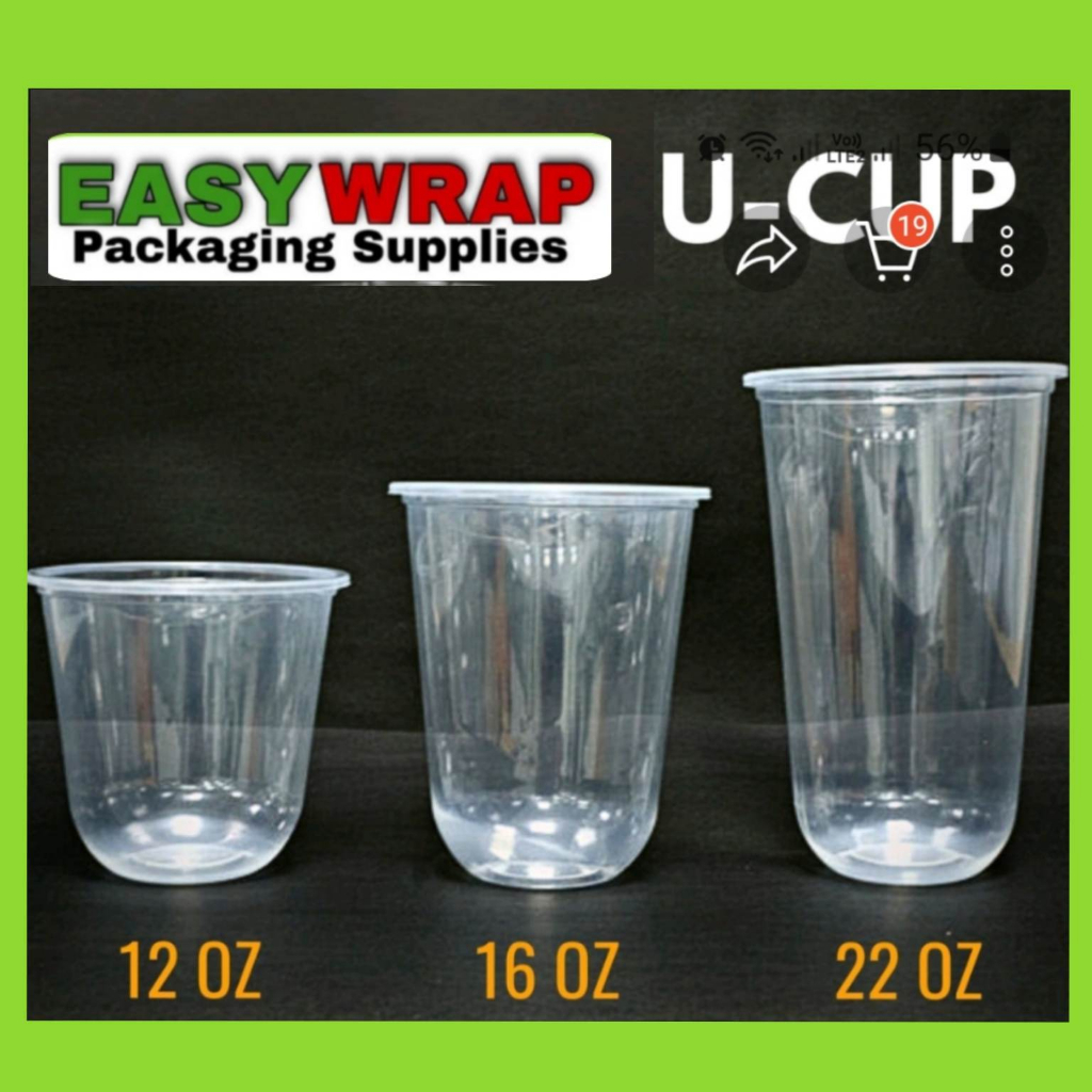 U Cup Plastic Pp Milk Tea Cups 12oz 16oz 22oz 50pcs Flat Lid Strawless Lid Dome Lid 2529