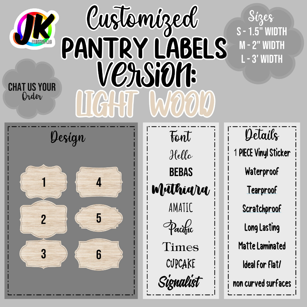 Customized Pantry Stickers (Wood Vintage V.1 Light) [1 PIECE] | Shopee ...