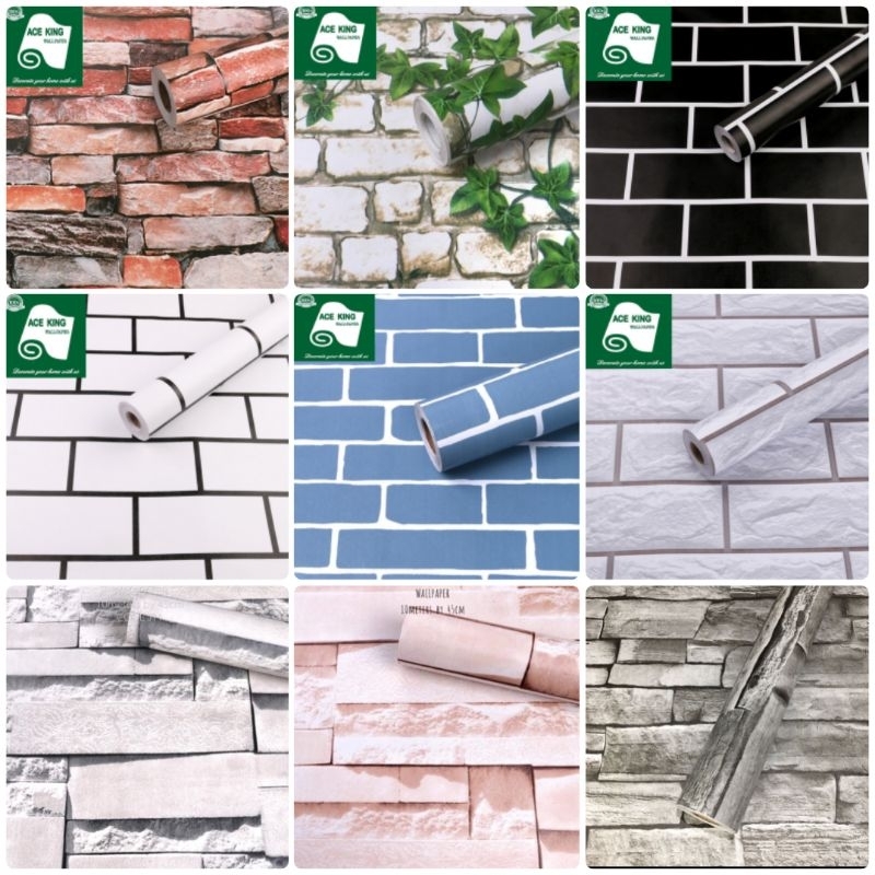 Aceking Wallpaper Self Adhesive Bricks Design PVC Waterproof For Living