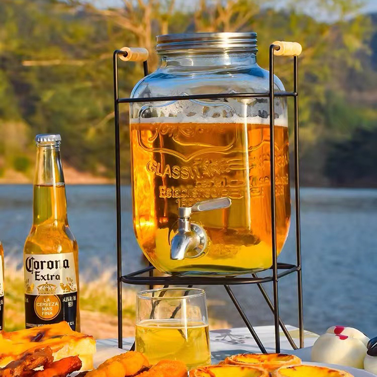 4L 5L 8L Juice Drink Glass Jar Dispenser with Stand and Faucet Shopee