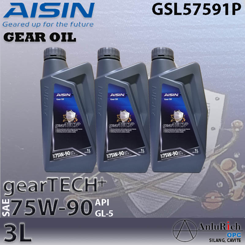 AISIN GEAR OIL GEARTECH+ SAE 75W-90 API GL-5 3L (GSL57591P) | Shopee ...