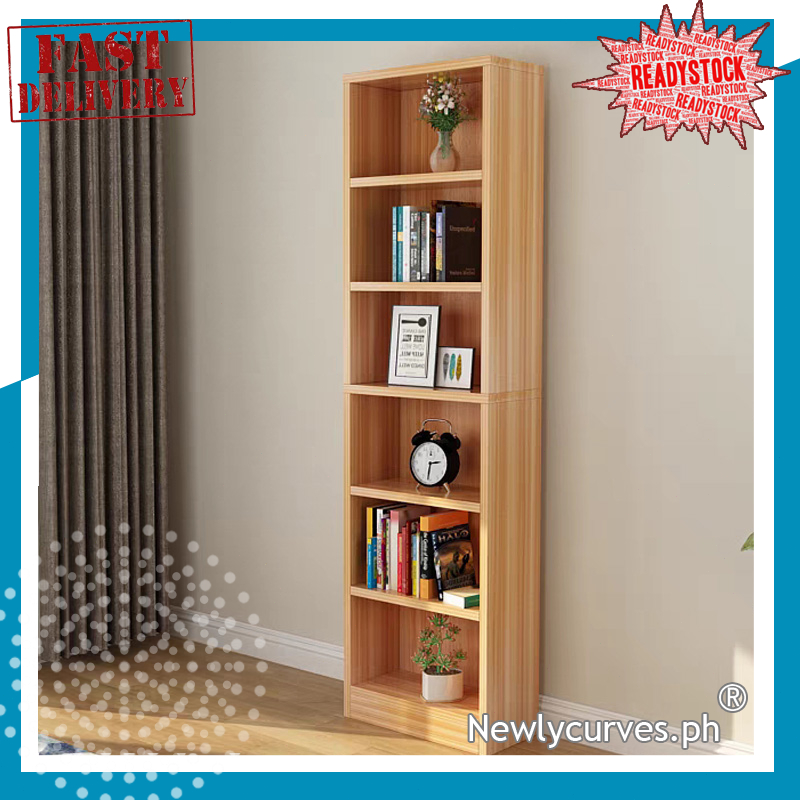 Column Bookcase Multilayer Storage Shelf Wood Utility