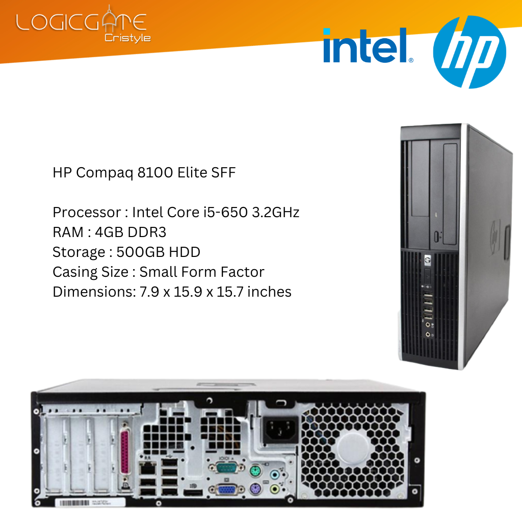 HP Compaq 8100 Elite SFF | i5 650 3.2GHz | 4GB | 500GB | SYSTEM UNIT ...