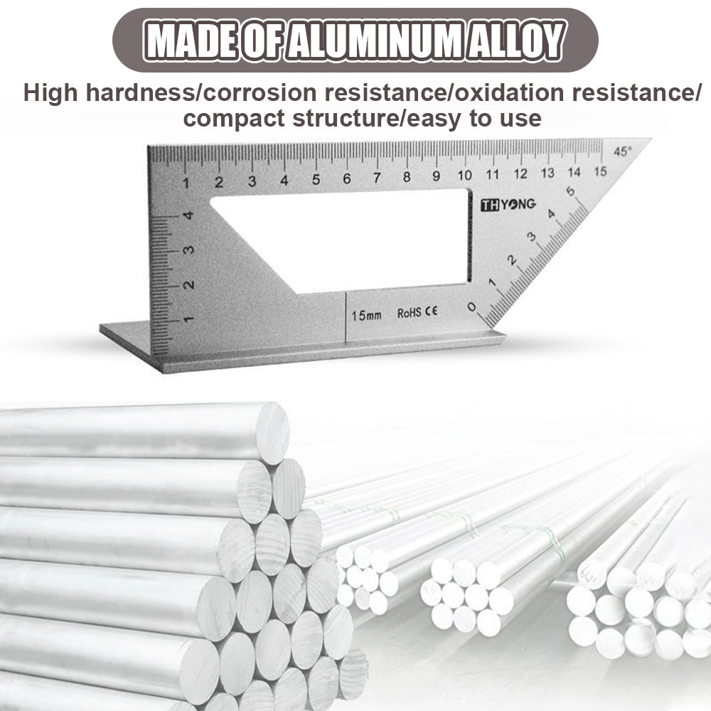 Aluminum Alloy Woodworking Square Size Measure Ruler Mitre Angle ...