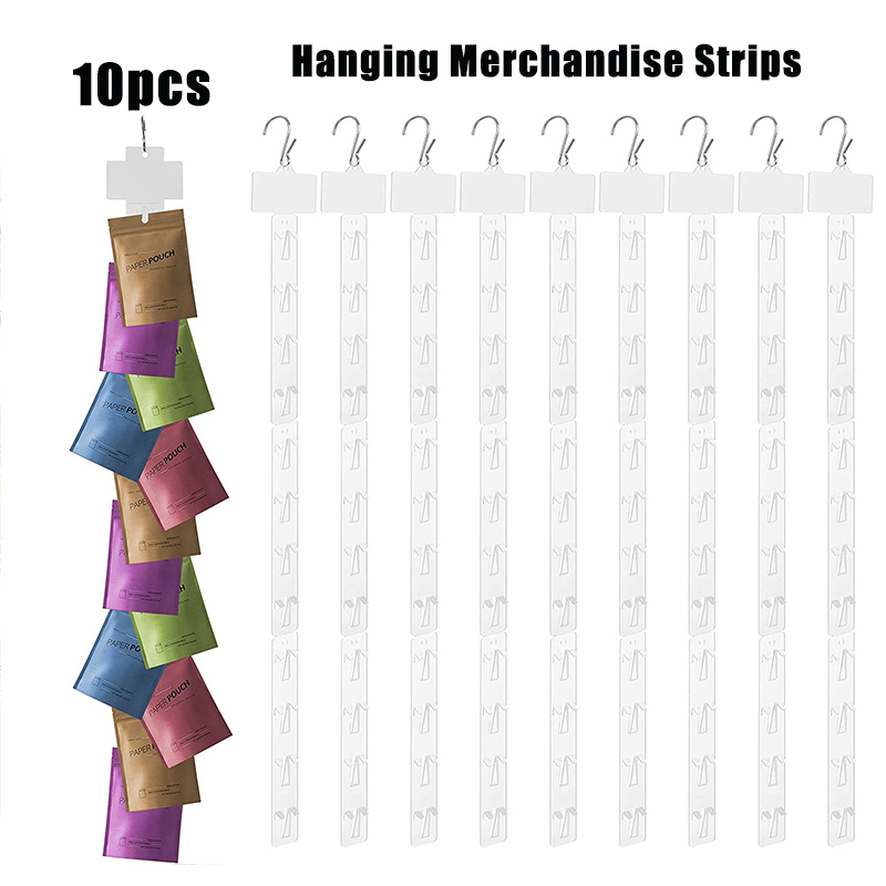 10Pcs Hanging Merchandise Strips Plastic Merchandise Hanging Display ...