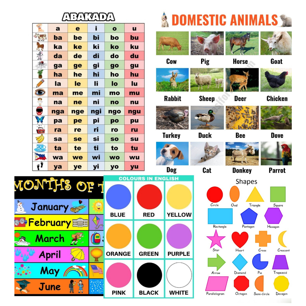 EDUCATIONAL LEARNING CHARTS FOR KIDS A4 SIZE LAMINATED | Shopee Philippines