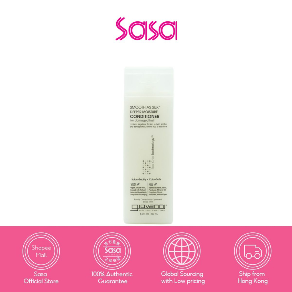 GIOVANNI Smooth As Silk Shampoo & Conditioner Set – Je 64 Ml, Sulfatfrei, Für Trockenes Haar