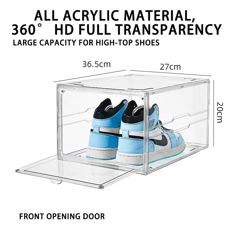 Front Drop/Side Drop Acrylic Stackable basketball shoe box Shoe