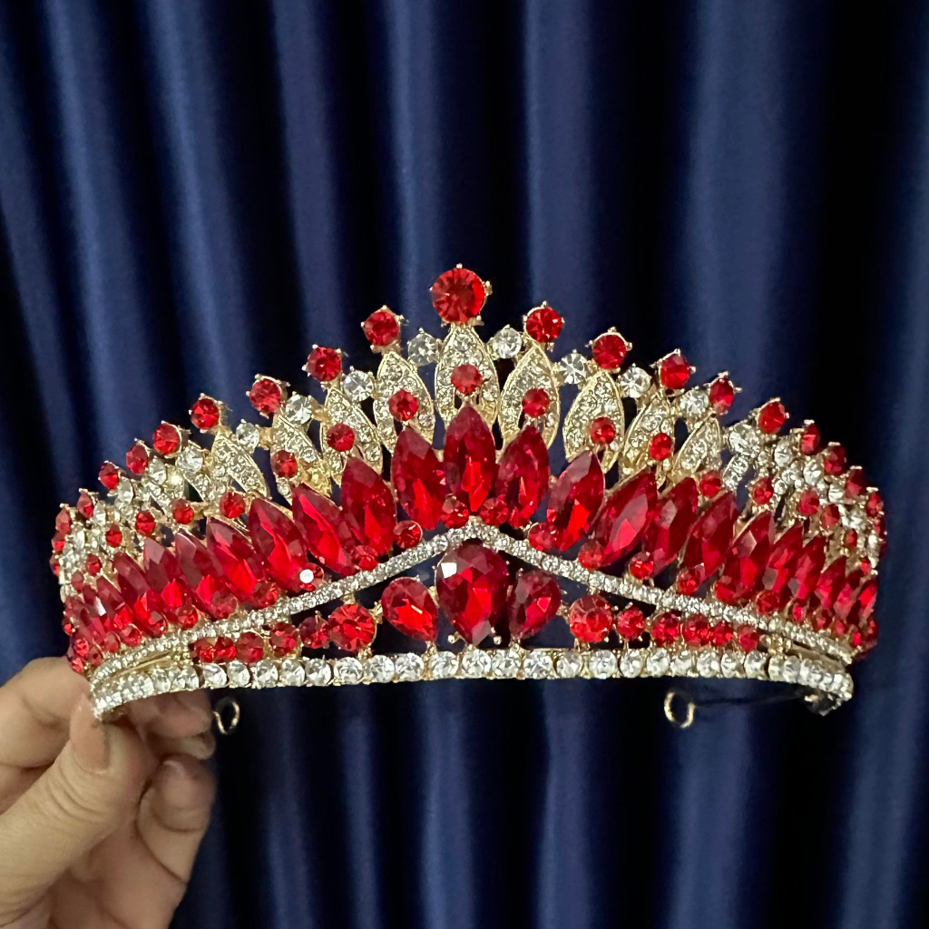 Elegant pageant Crowns Silver Gold Blue Red colours 2.5 inches height ...