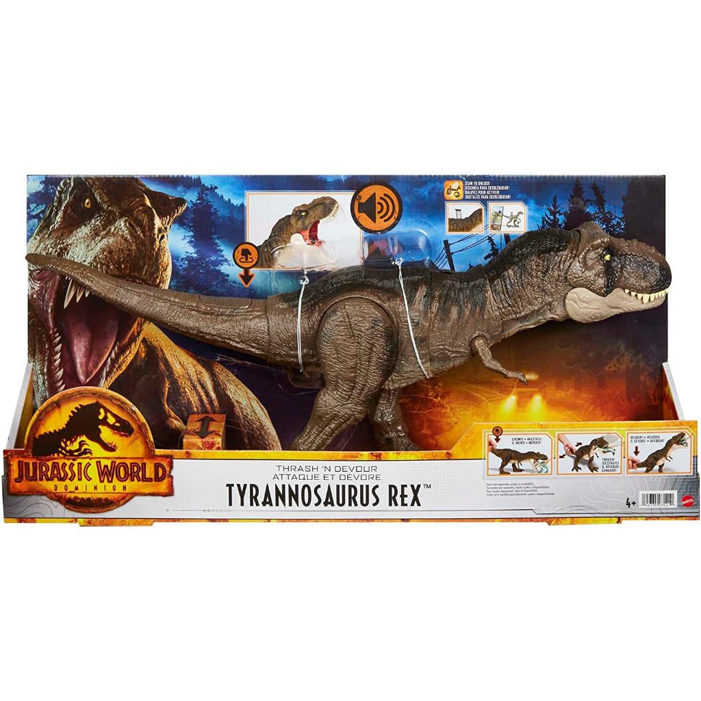 Jurassic World Dominion Dinosaur T Rex, Thrash ‘N Devour Tyrannosaurus ...