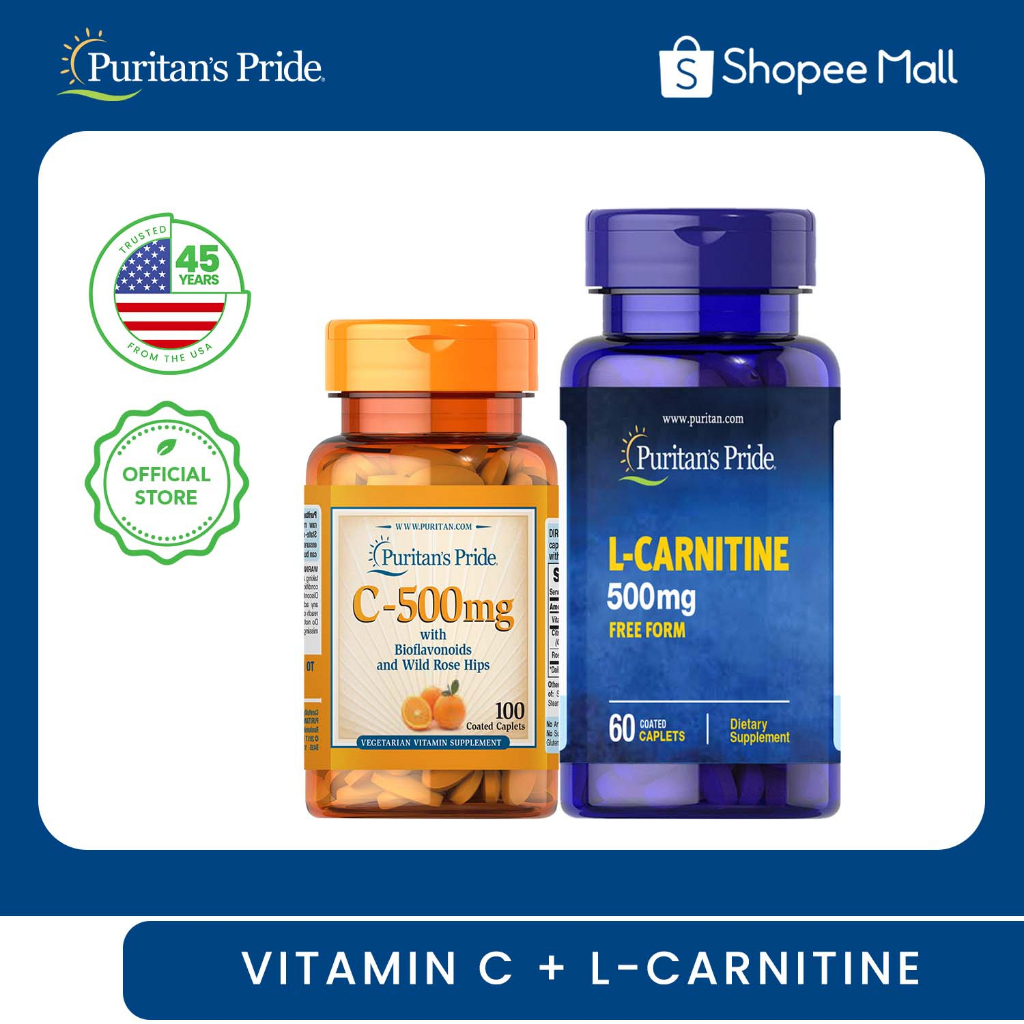 Puritan's Pride Pcos Vitamin C 500mg 100 Tablets + LCarnitine 500mg 60