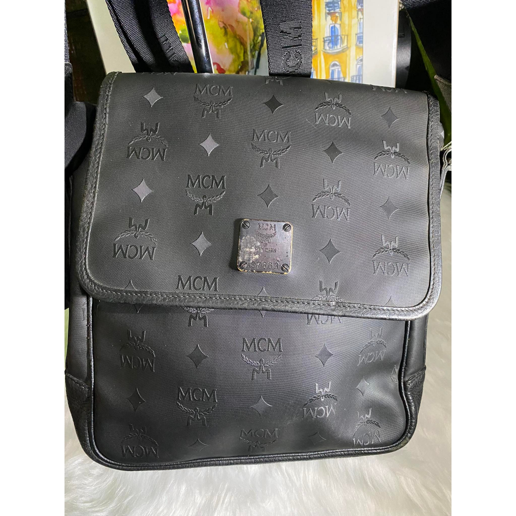 MCM Black Sling Bag Black Authentic