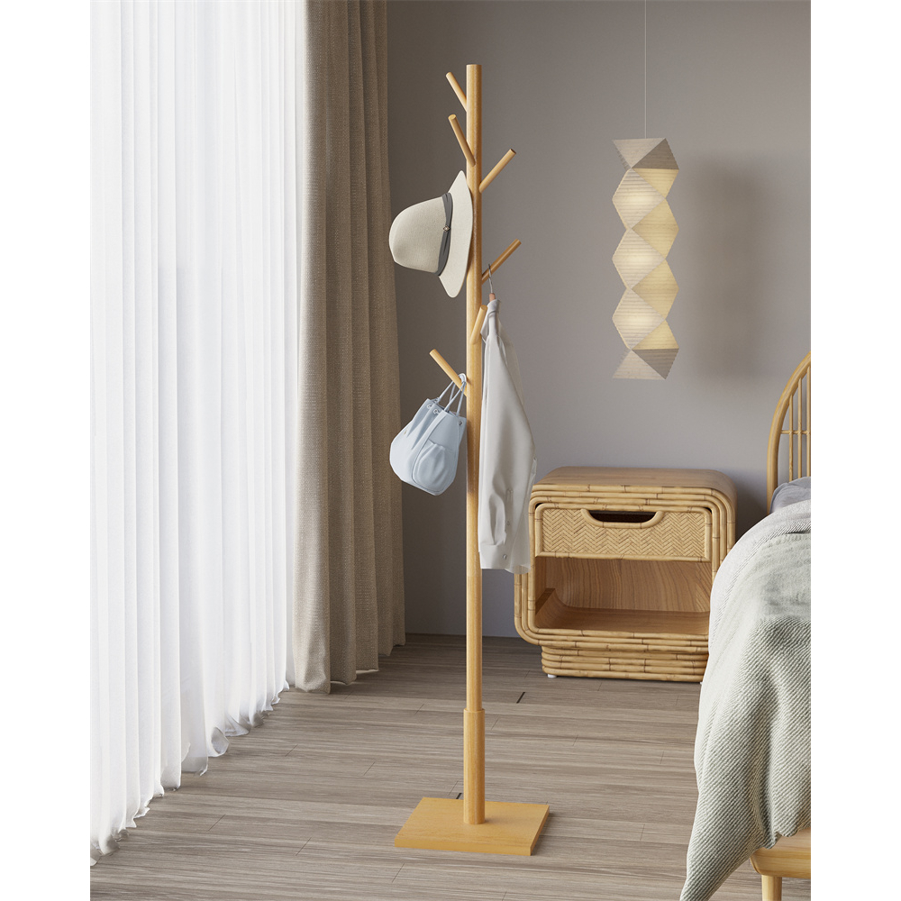 Original Solid Wood Coat Rack Triangle Tree-Shaped Clothes Rack Bedroom ...