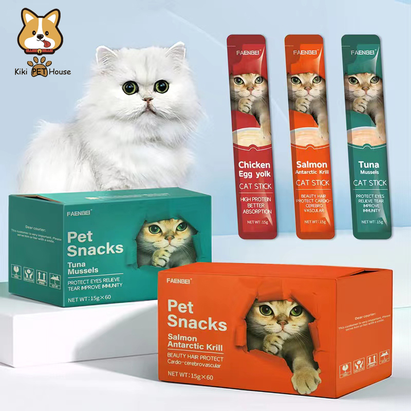 60pcs Cat Snack Cat Food Treats Cat Strip Fresh Wet Food Liquid ...