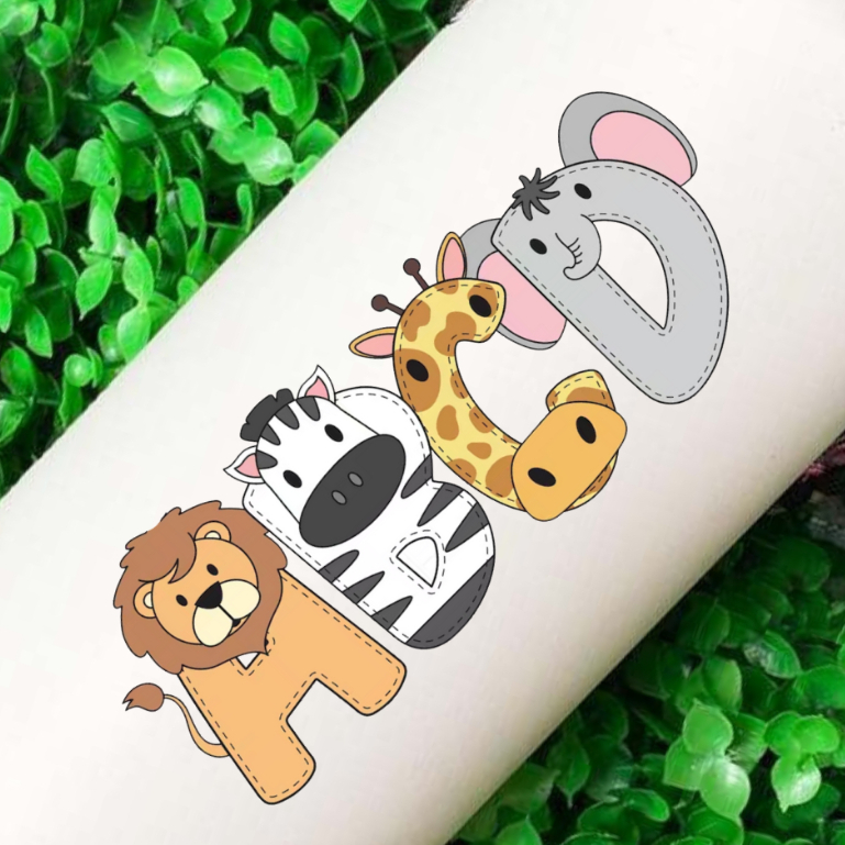 Personalized Safari Animals Waterproof Vinyl Name Sticker Decal for