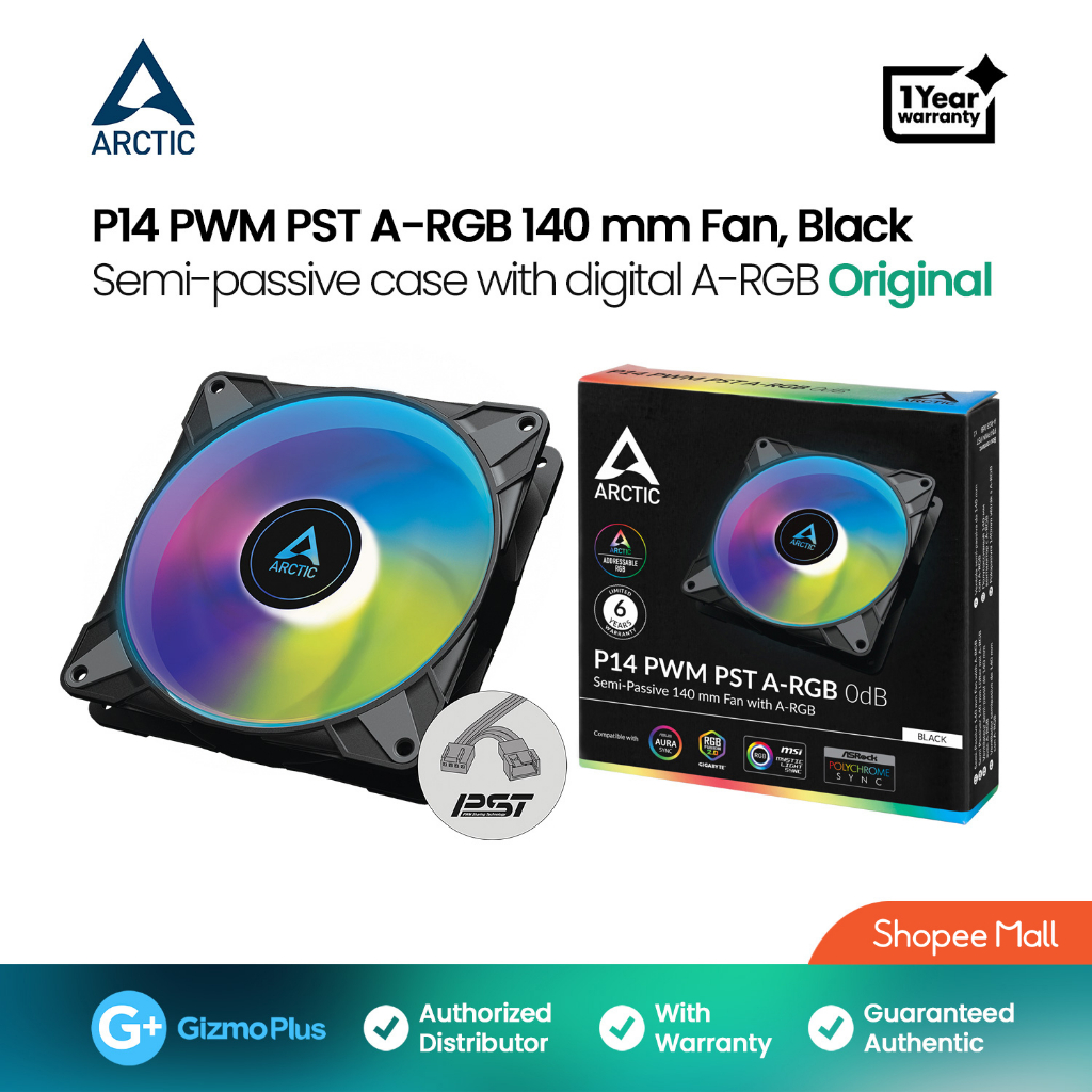 Arctic P14 PWM PST A-RGB - Case Fan 140 mm PWM Optimized for Static ...