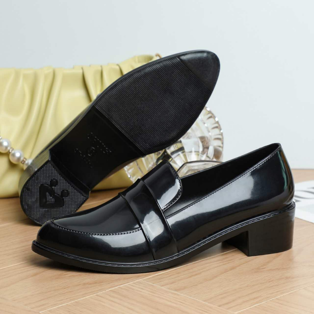 Loafers Black Shoes Suitable Rain Shine Shoes Korean Pure Shiny Black Shoes School Work For Women Shopee Philippines