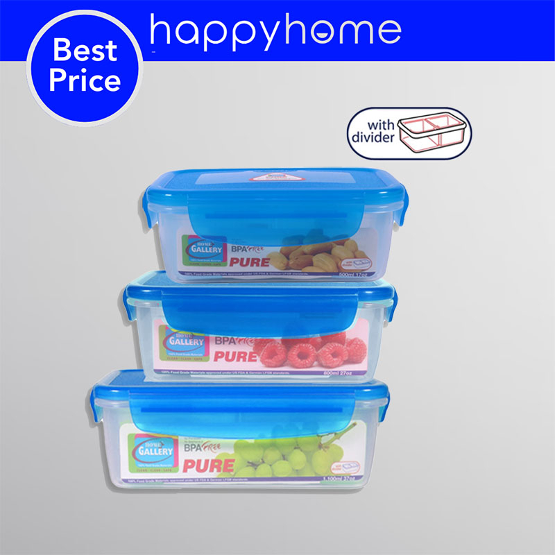 Home Gallery Pure Rectangular Food Keeper w/ Divider | Shopee Philippines