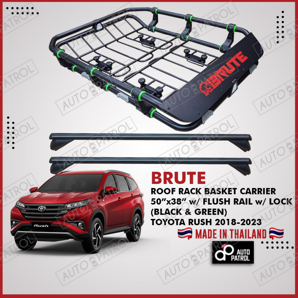 TOYOTA RUSH 2018-2023 Brute Roof Rack Basket (Black & Green) (Atomic ...