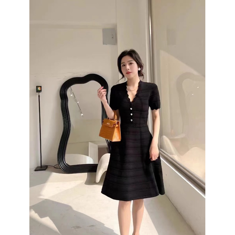 korean skater dress Korean Knitted V-neck Skater Dress #2806
