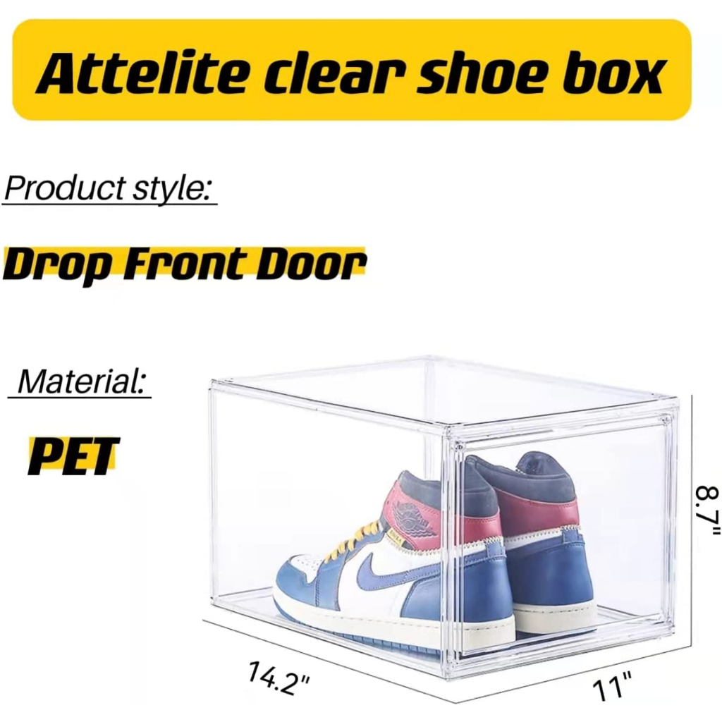 Acrylic Shoe Box FRONT DOOR PLAIN Storage Containers Stackable with Door Shopee