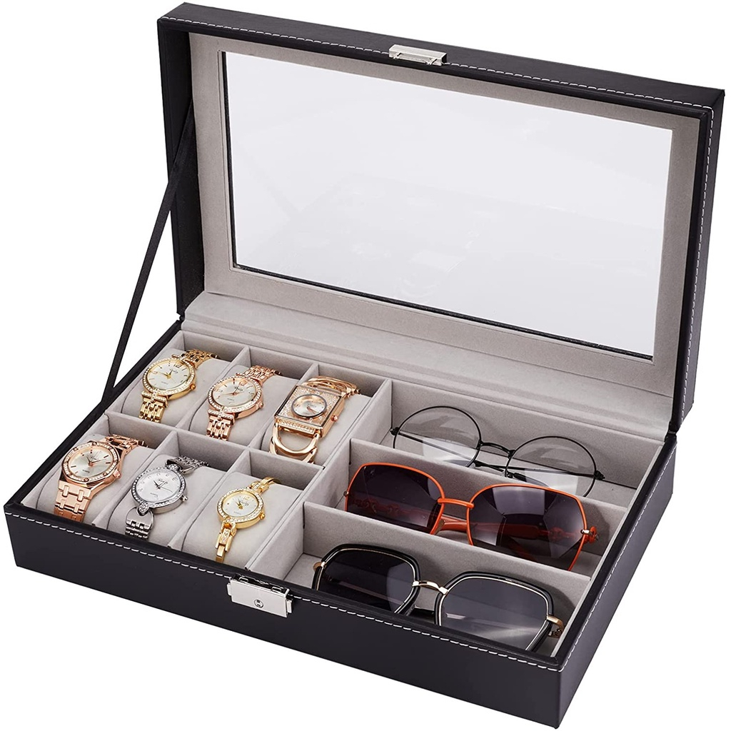 Leather Display Eyewear Case Jewelry Case Accessories Organizer 6+3 ...