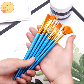 10Pcs Paint Brushes Set Nylon Hair Artist Canvas Synthetic for Watercolor,  Acrylics, Ink, Gouache, Oil, Tempera