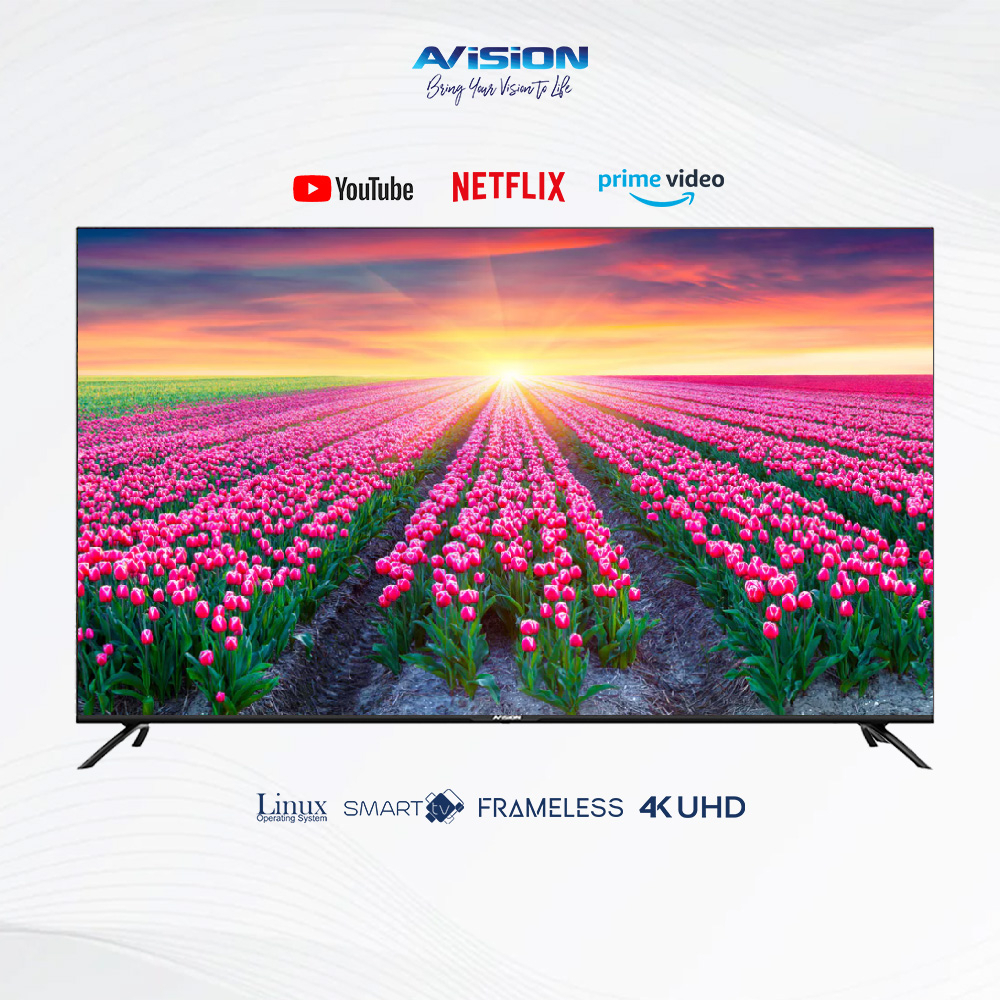 Avision 55 Inch Frameless 4K Smart Digital Led Tv w/ Builtin Netflix